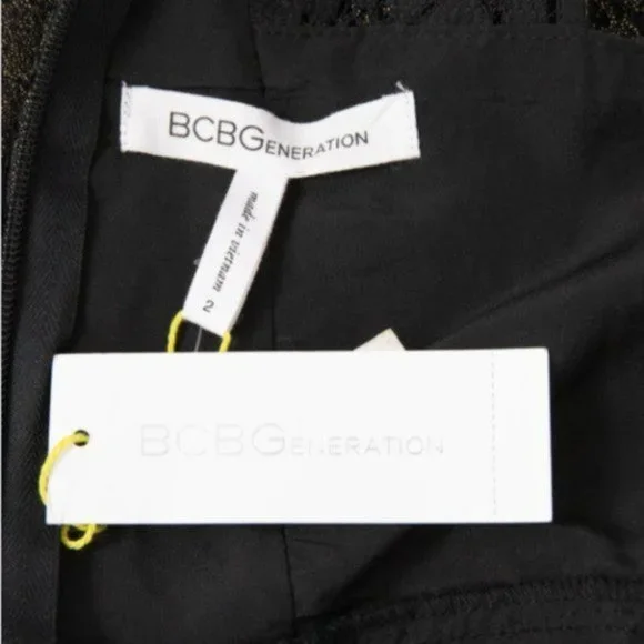 BCBGeneration 2 Dress Bronze Gold Lace Flare Mini - Picture 6 of 7